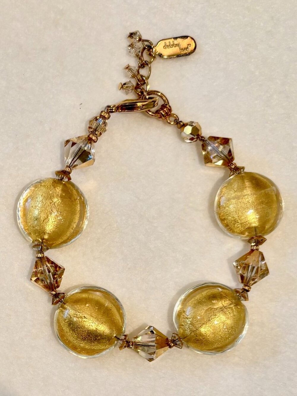 Stunning Dabby Reid Bracelet Ronnie Fabulous gold tone amber tigers eye yellow
